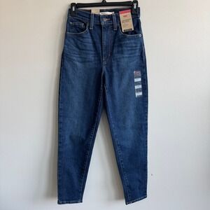 Levis High Waisted Mom Jeans Dark Wash Tapered Leg 26986-0018 Womens 24x27 NWT